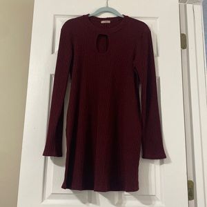 Long sleeve burgundy dress